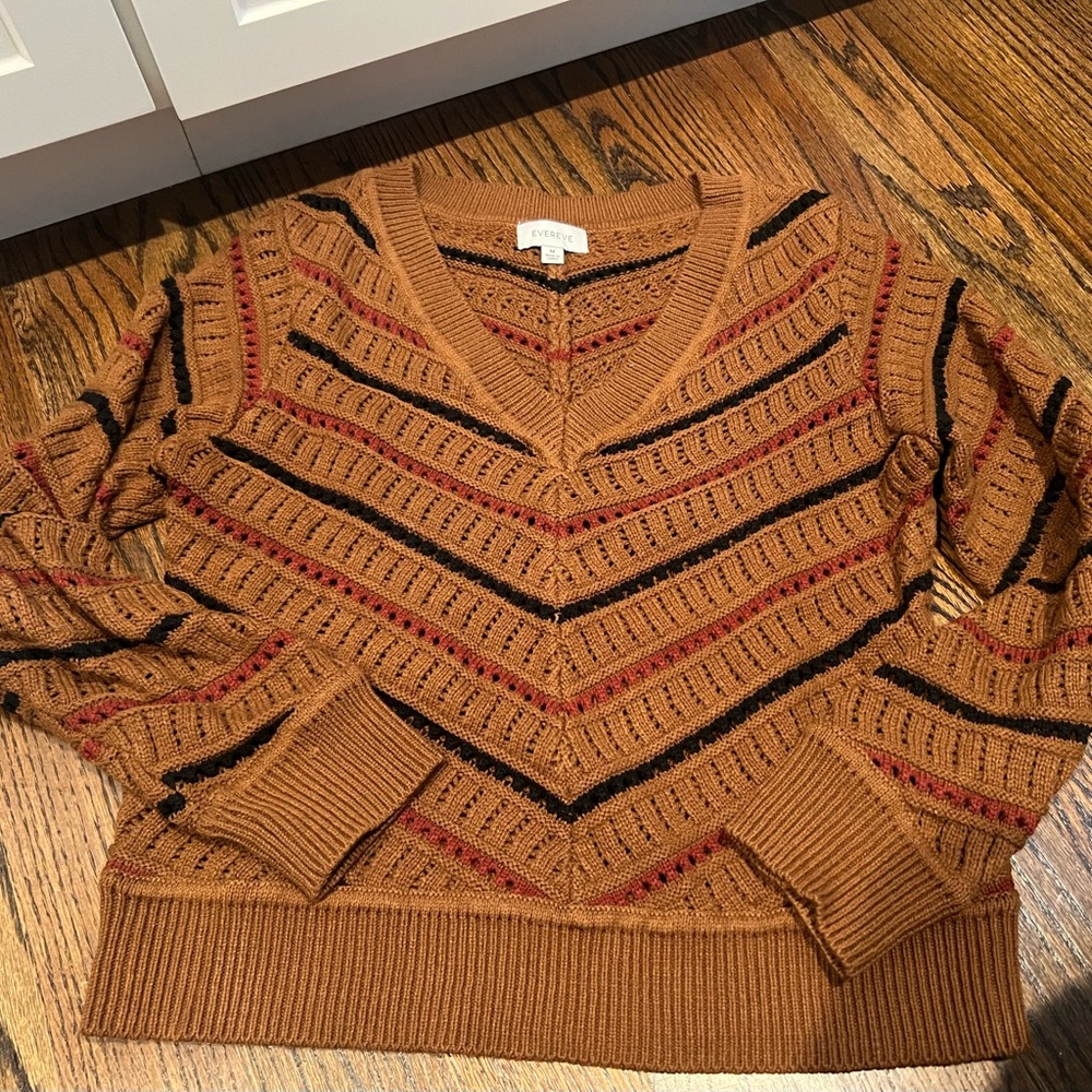 Evereve Crochet Knit Sawyer Chevron Pullover Sweater